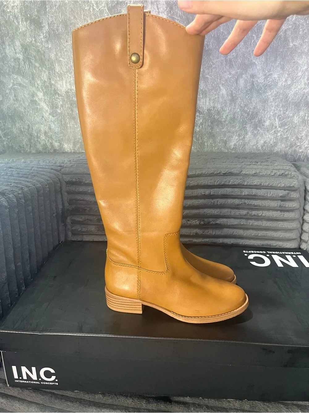 INC International Concepts Tall Over-the-Knee Tan Leather Boots